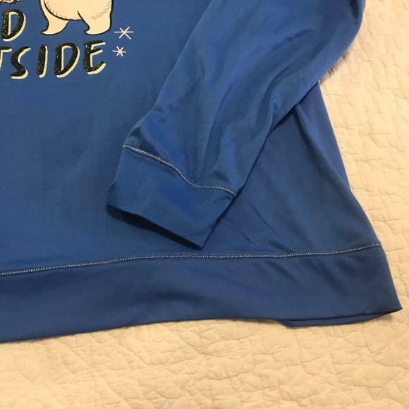 Cute Secret Treasures long sleeved blue crewneck polar bear top (2X) - Picture 9 of 12